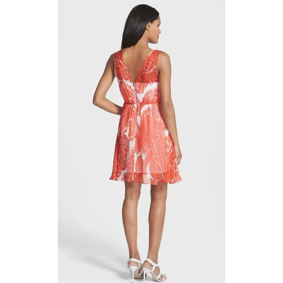 Milly 'Anna' Sz 4 Poppy Red Silk Fit & Flare A-Line Short Cocktail Party Dress - Picture 7 of 10
